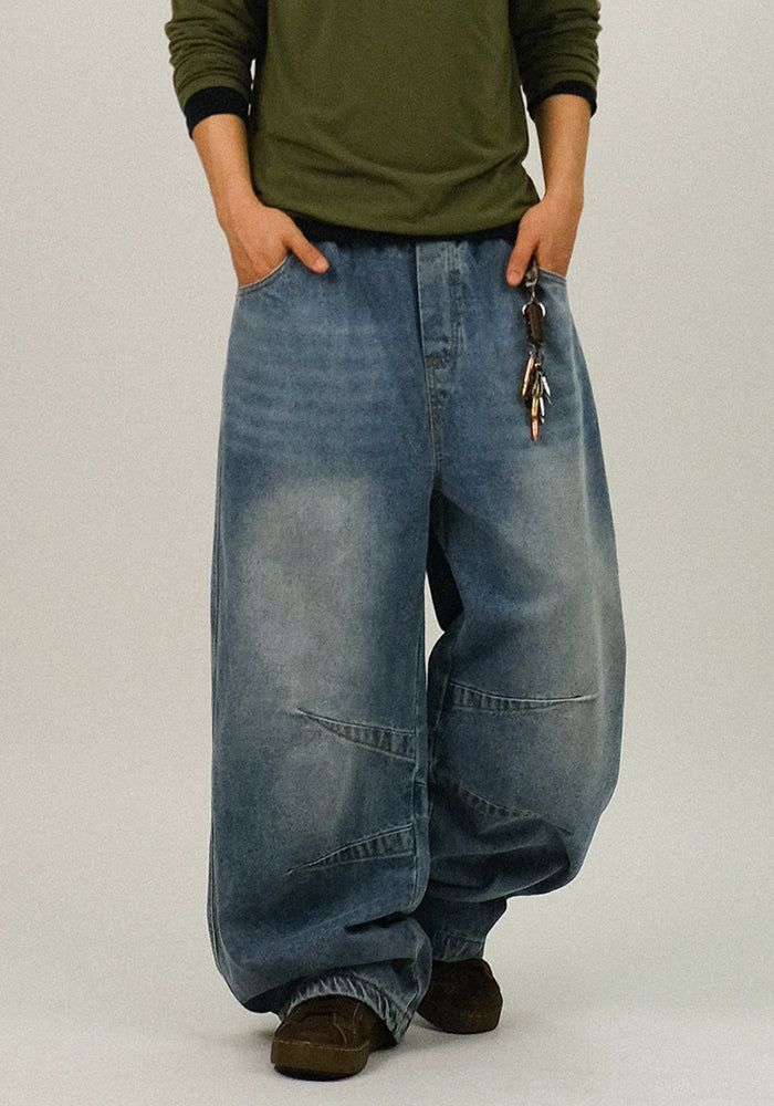 SEMIKAJI（セミカジ）の「BA デニム ウォッシュド パネルバンディング パンツ（パンツ）」