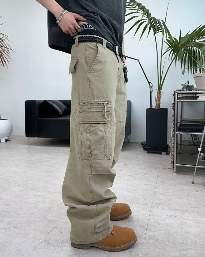 Liev Washed Zipper Cargo Pants