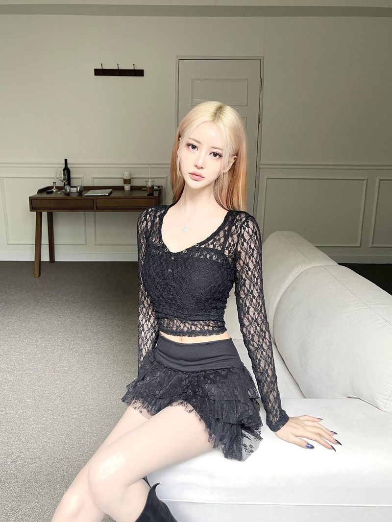 Angel lace top set (3color)