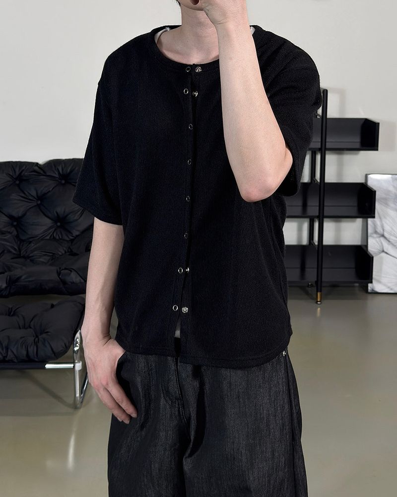 Ruric Rib Snap Half Sleeve Cardigan