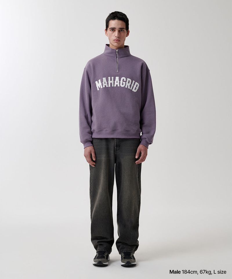 ARCH LOGO APPLIQUE HALF ZIP-UP SWEATSHIRT