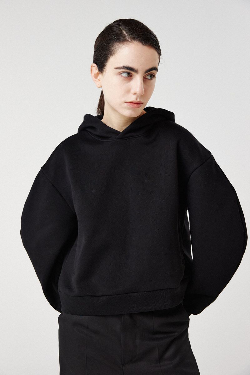 balloon crop hoodie_black