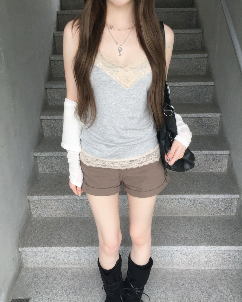 Cotton roll up shorts