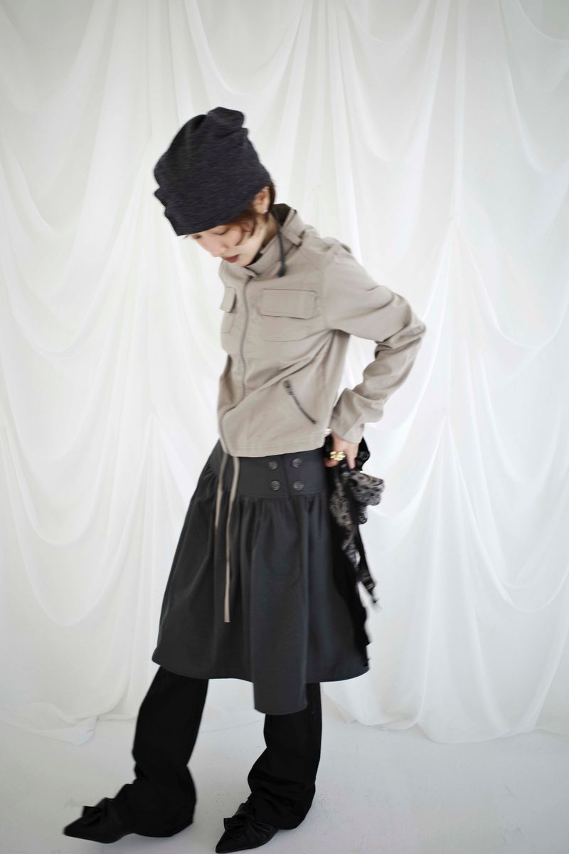 Side Double Button Midi Skirt