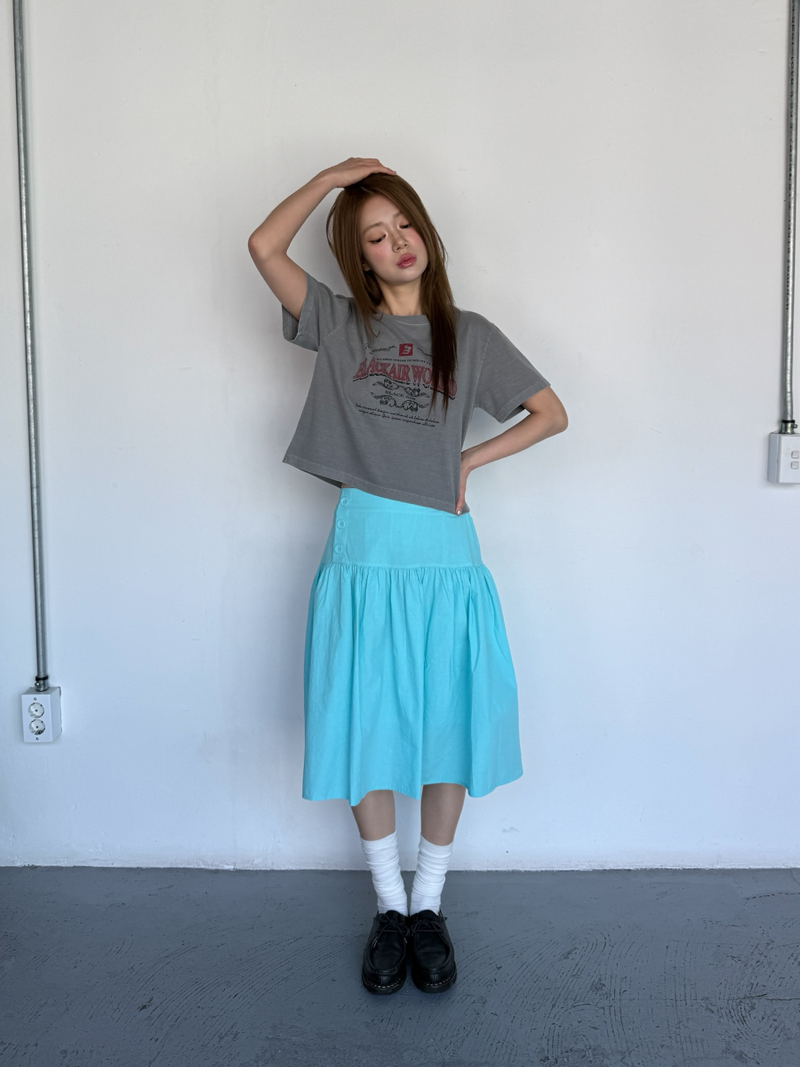 side button midi skirt