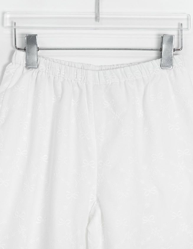 Derson Lace Shirring Banding Capri Pants