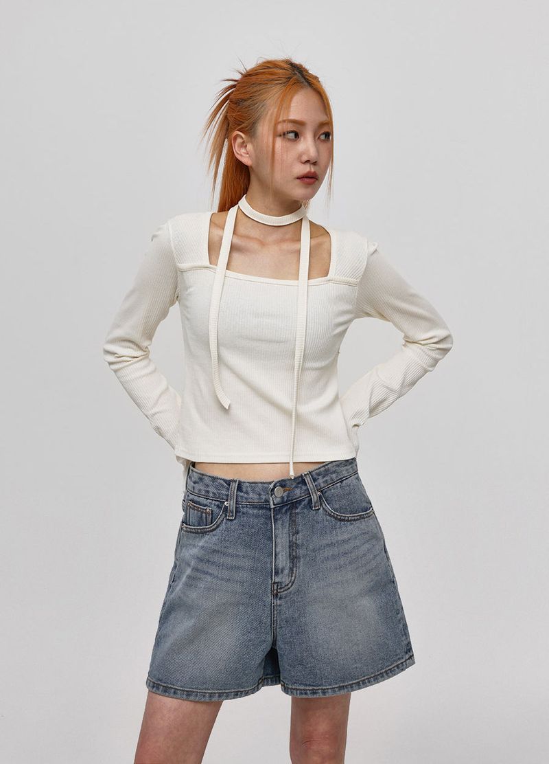 [B-DENIM] WASHING SHORTS 012 - BLUE