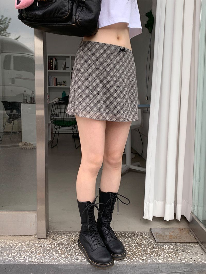 CHECK CHIFFON MINI SKIRT (4C)