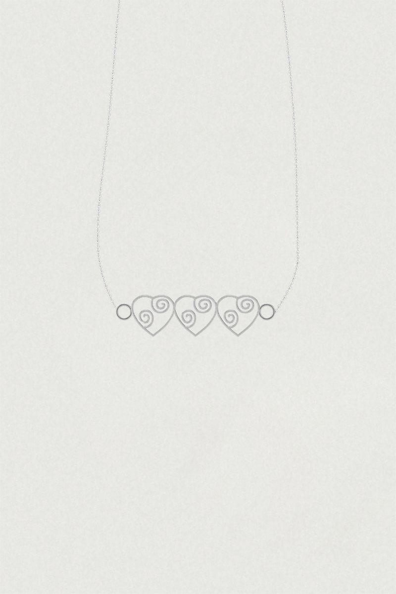 [925SILVER] RHYTHM TRIPLE HEART NECKLACE