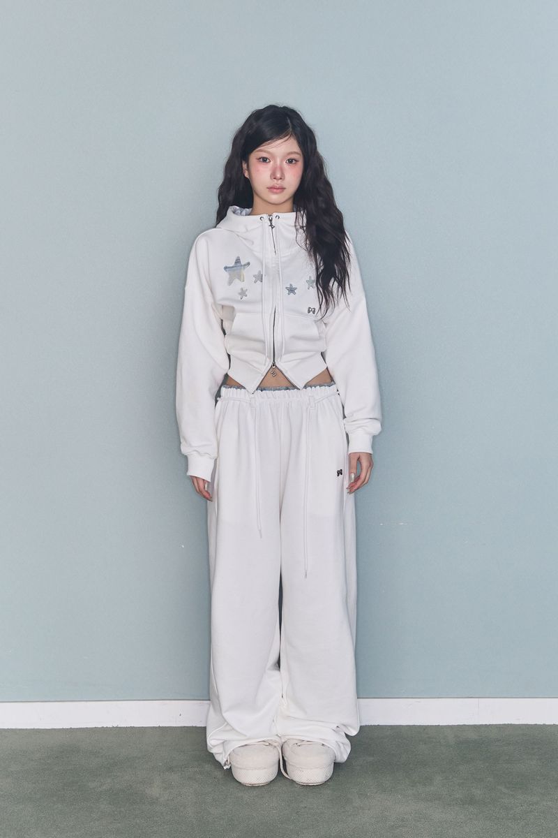 CONTRAST PATCH ZIP-UP IVORY