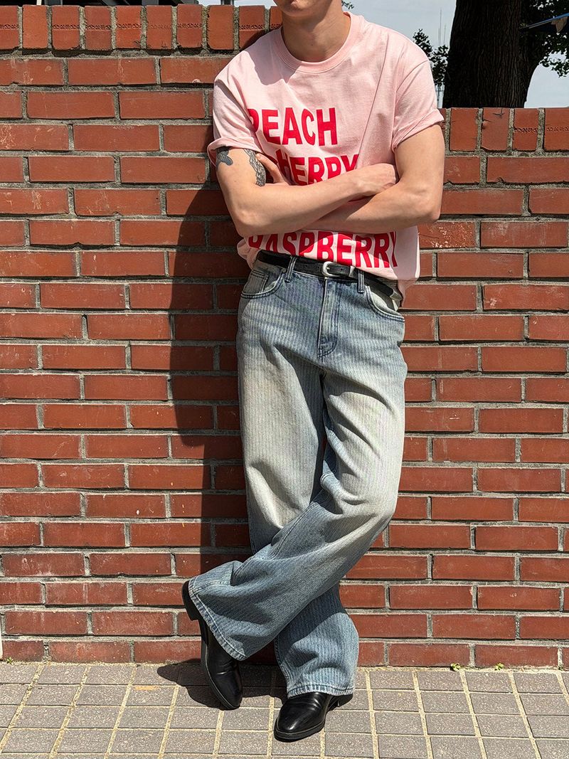 LAURANT(ロラン)の「Washing stripe semi wide denim pants(2color) (Pants)」