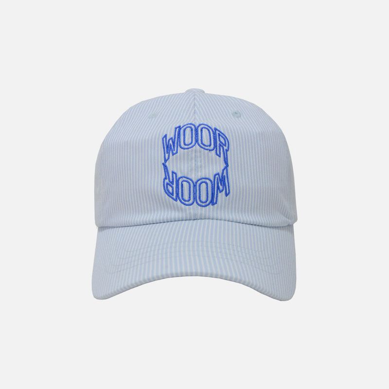 WOOR（ウール）の「STRIPE CURVE CAP (BABY BLUE)（Hats）」