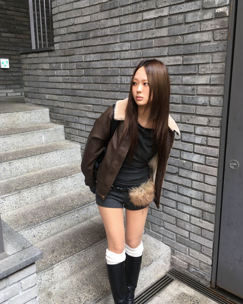 Vintage fur leather jacket
