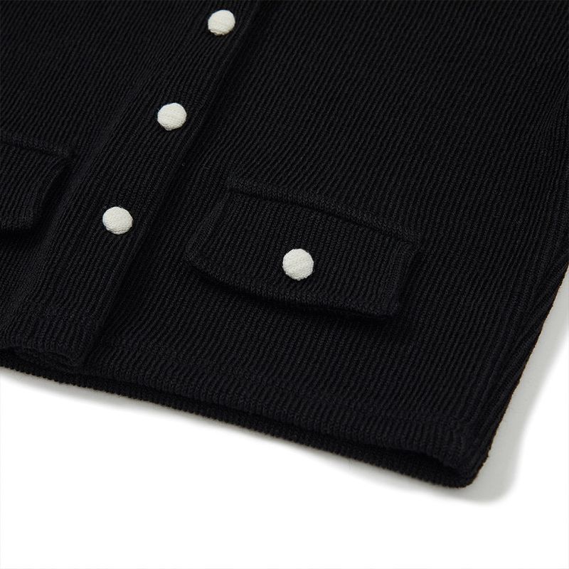 ヘイリーカラーニットカーディガン / Haley Collar Knit Cardigan [BLACK]