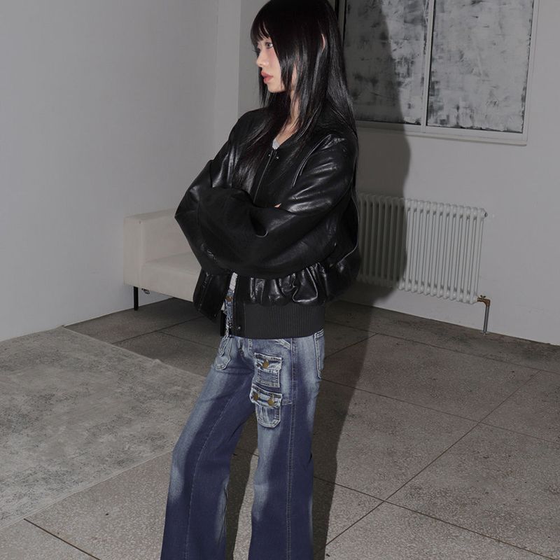 VICOM Vintage Leather Jacket Jumper