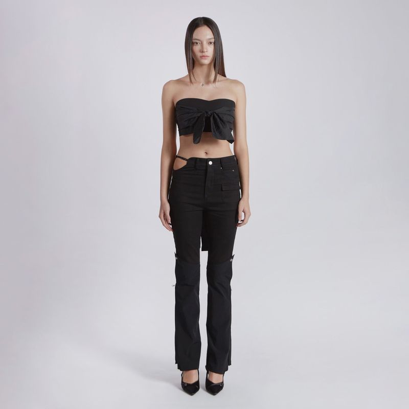 JINJUSE(ジンジュユーズ)の「UNDERSTRAP KNEE DETAIL PANTS(BLACK)(Pants)」