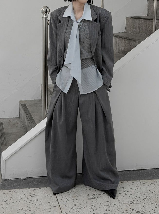 Pinble Stripe Pocket Wrap Jacket