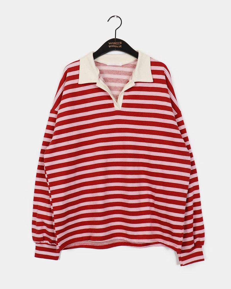 Mato Napping Stripe PK collar Sweatshirt
