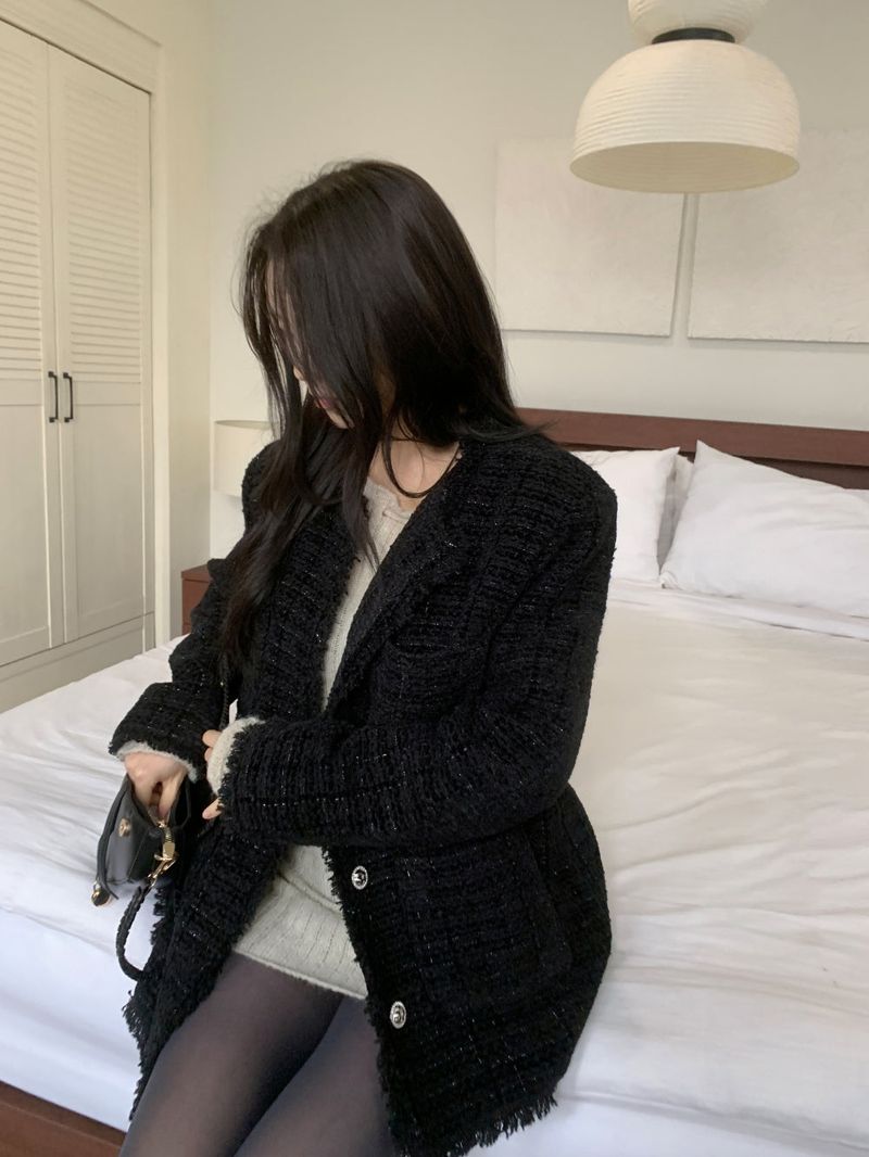 IF classic oversized tweed quilted jacket