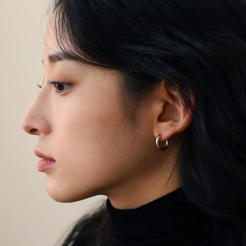 SILVER BOLD EARRING (one-touch) (14k gold plated)