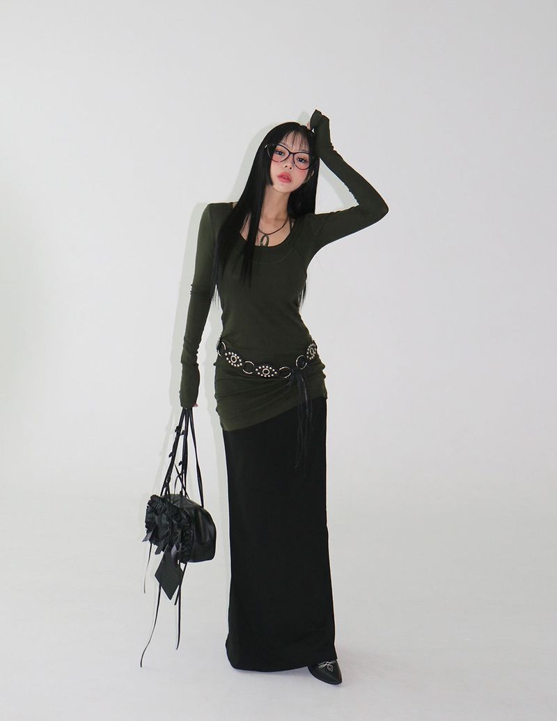 Plum maxi long skirt