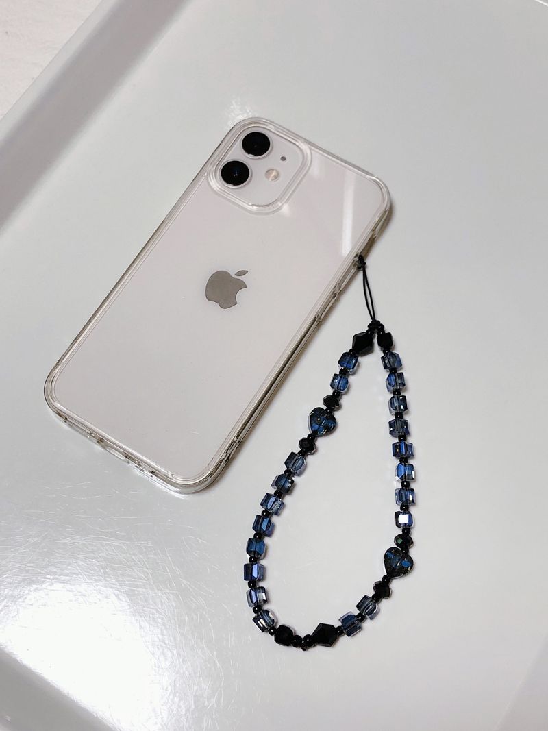 Deep Blue Heart Me Crystal Phone Strap