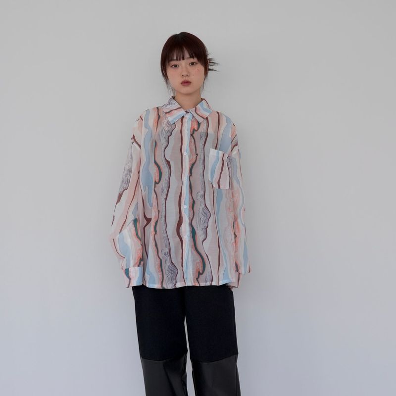 pastel marble sheer shirt