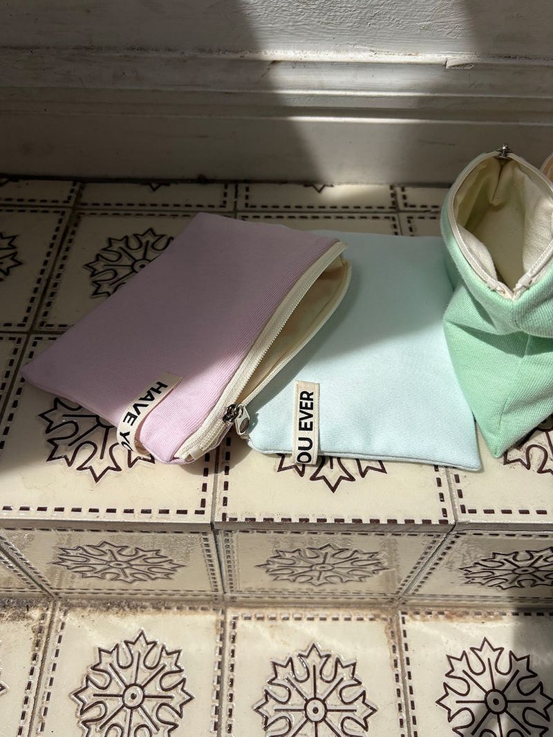 Soft cotton flat pouch - pink , M size