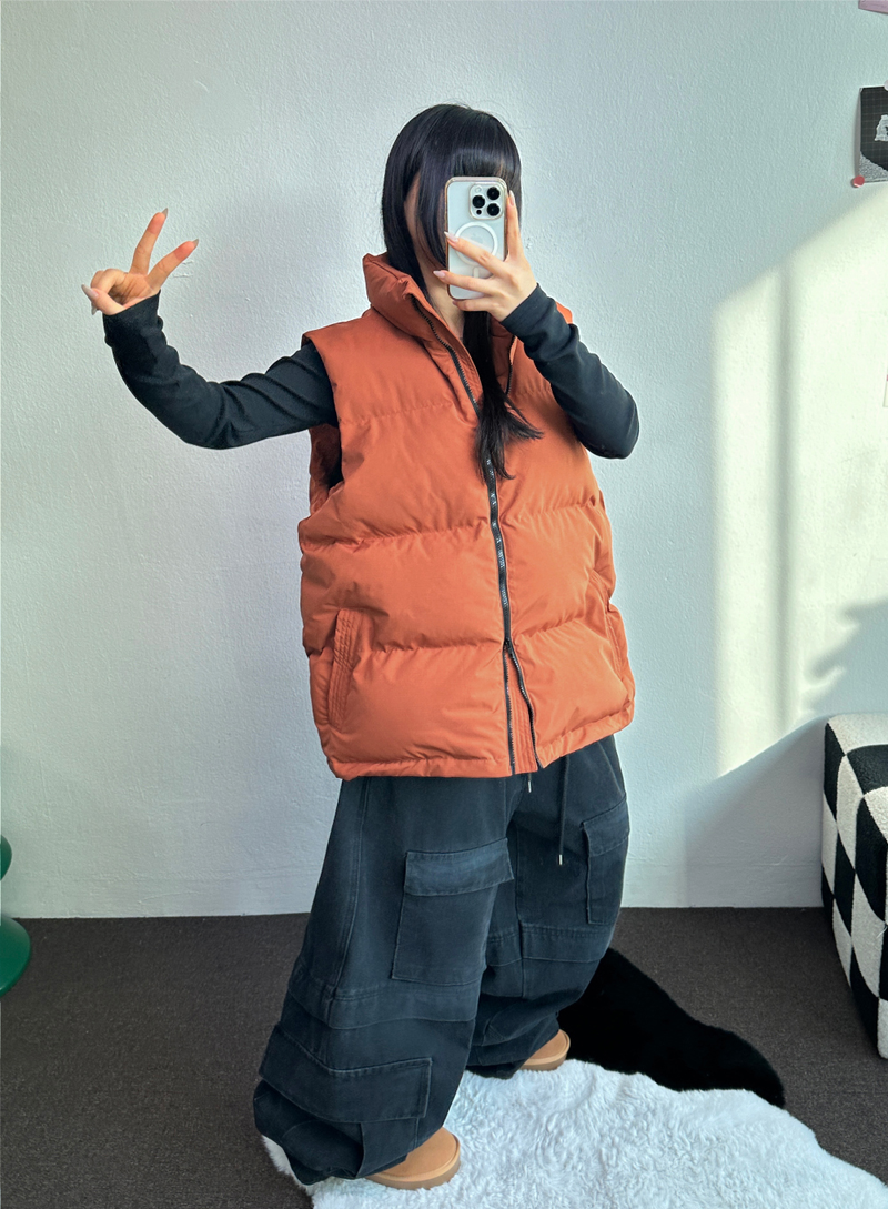 BIG WIDE OVER PADDING VEST🧡💛🖤 - 3 COLORS