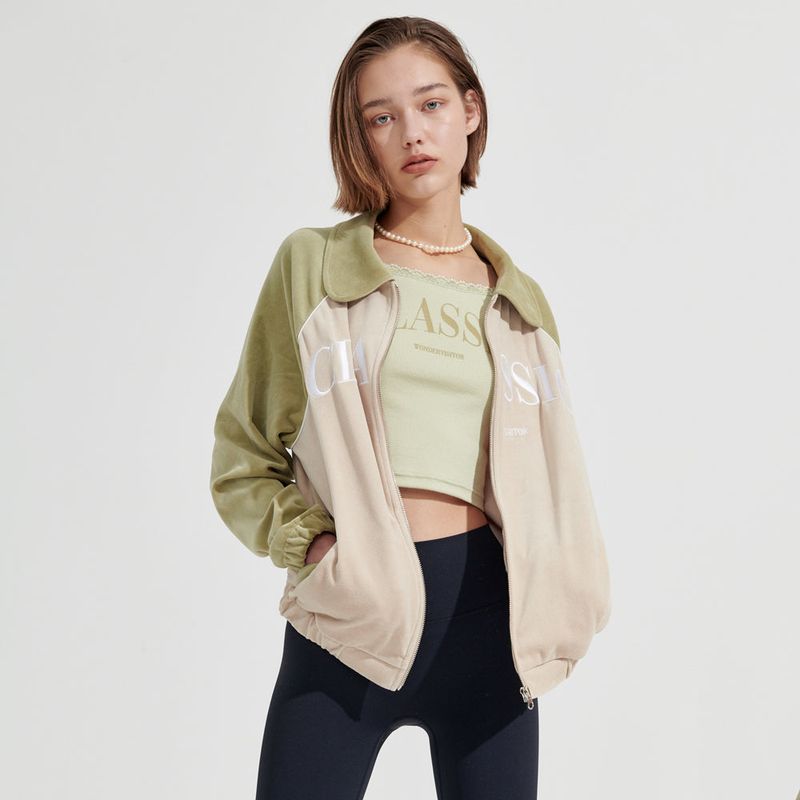 Classic velour Zip-up [Beige]