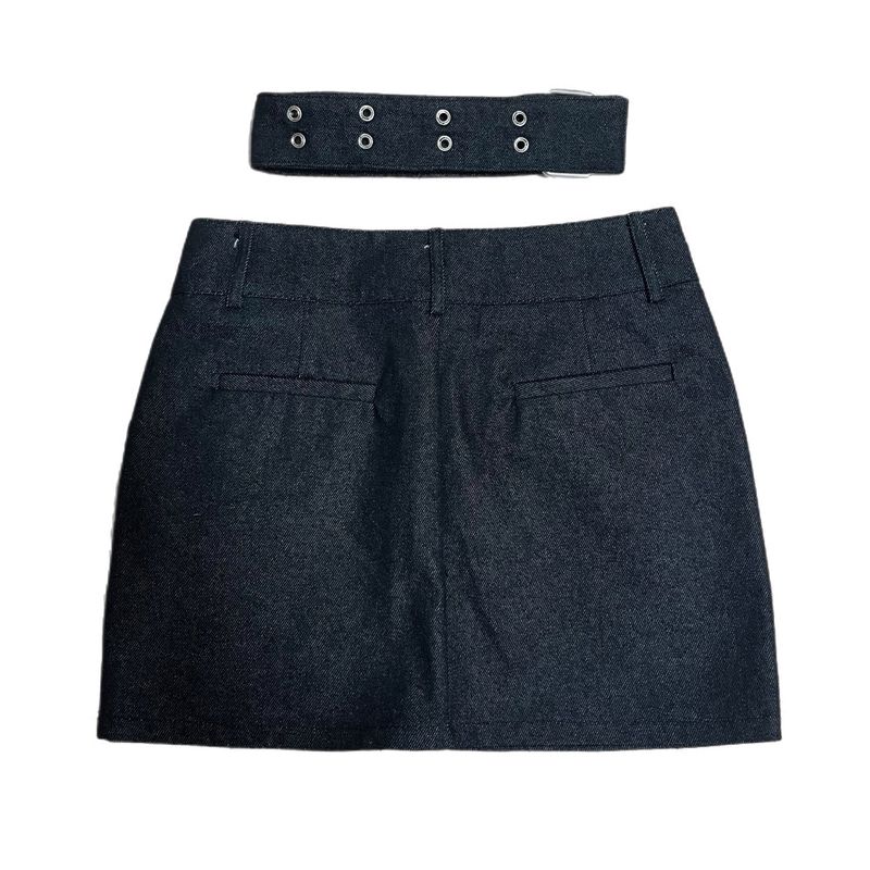 Claude Belt Denim Mini  Skirt