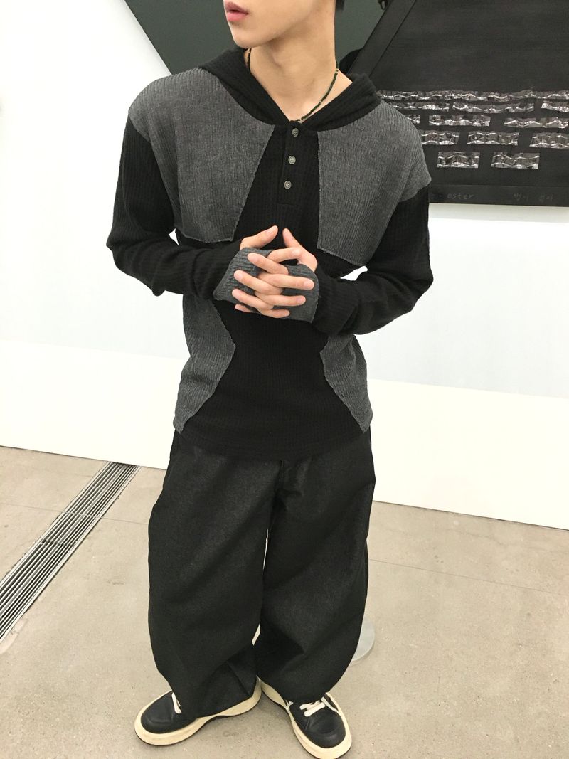 Big Star Warmer Henley Neck Hooded Knit 4C