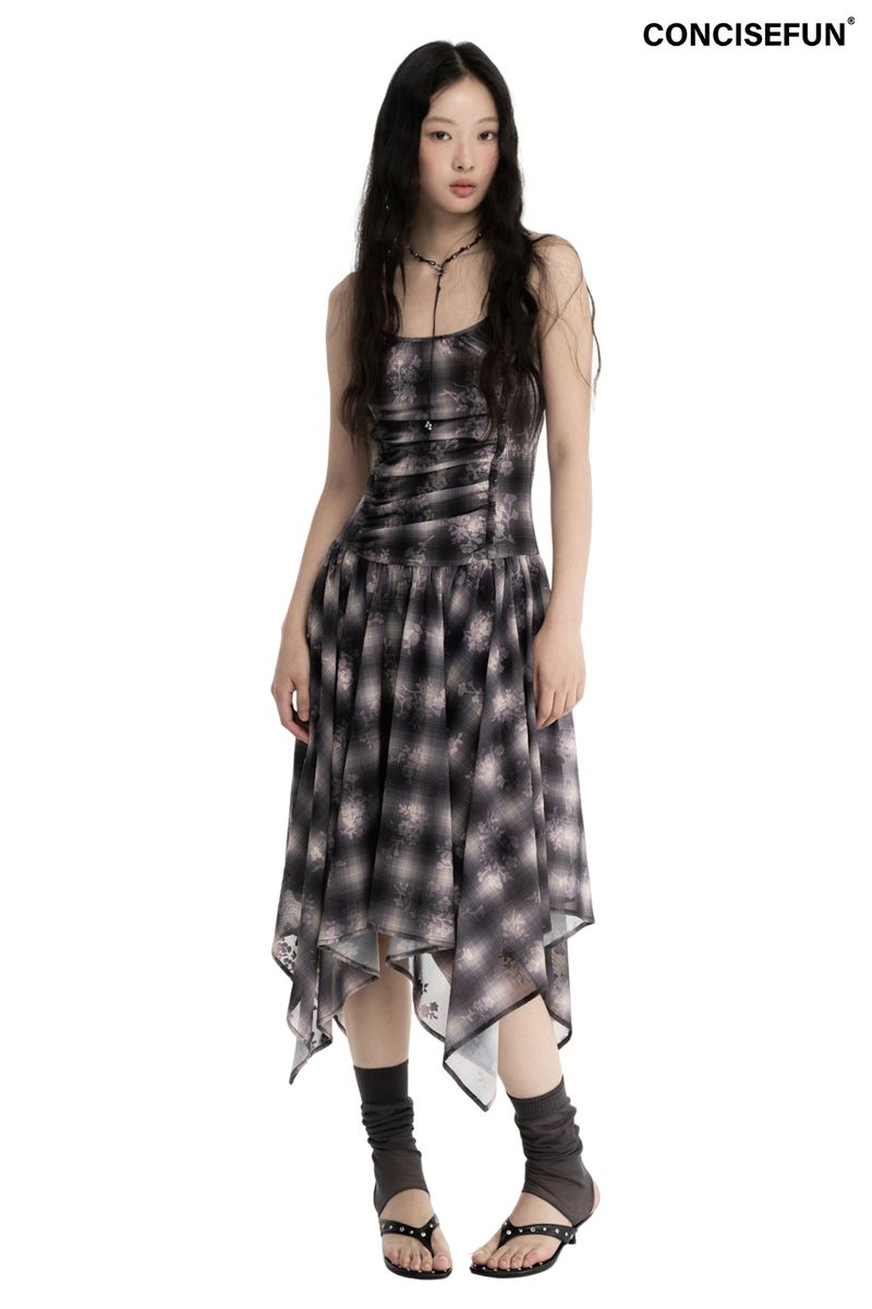 CONFUN（コンファン）の「CONFUN jacquard net mesh pattern irregular skirt hem halter dress（Skirts）」