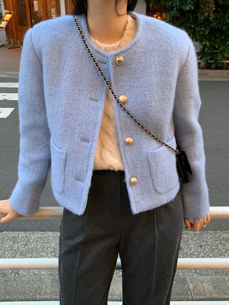 Normable wool winter tweed jacket