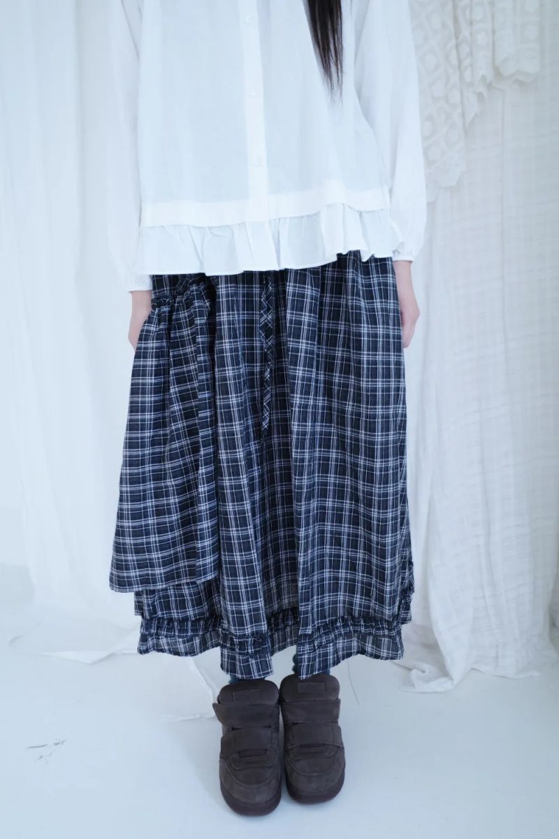 ロイヴィンテージフリルチェックロングスカート