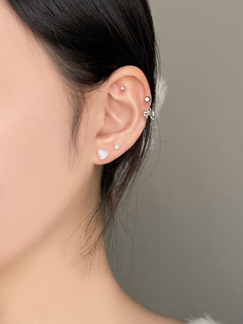 [4 set] ballet ribbon pearl piercing set