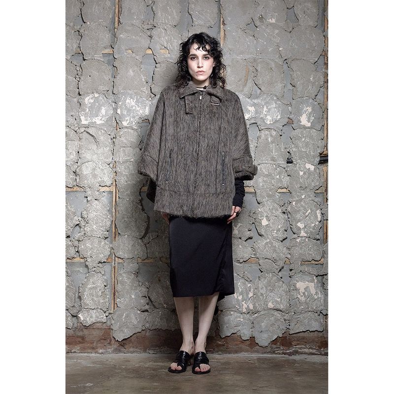 HAIRY BELTED CAPE COAT