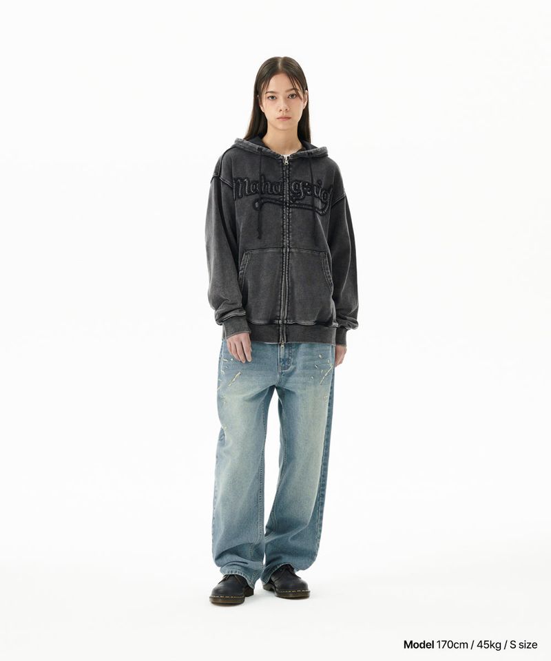 EMB SPLATTER DENIM PANT