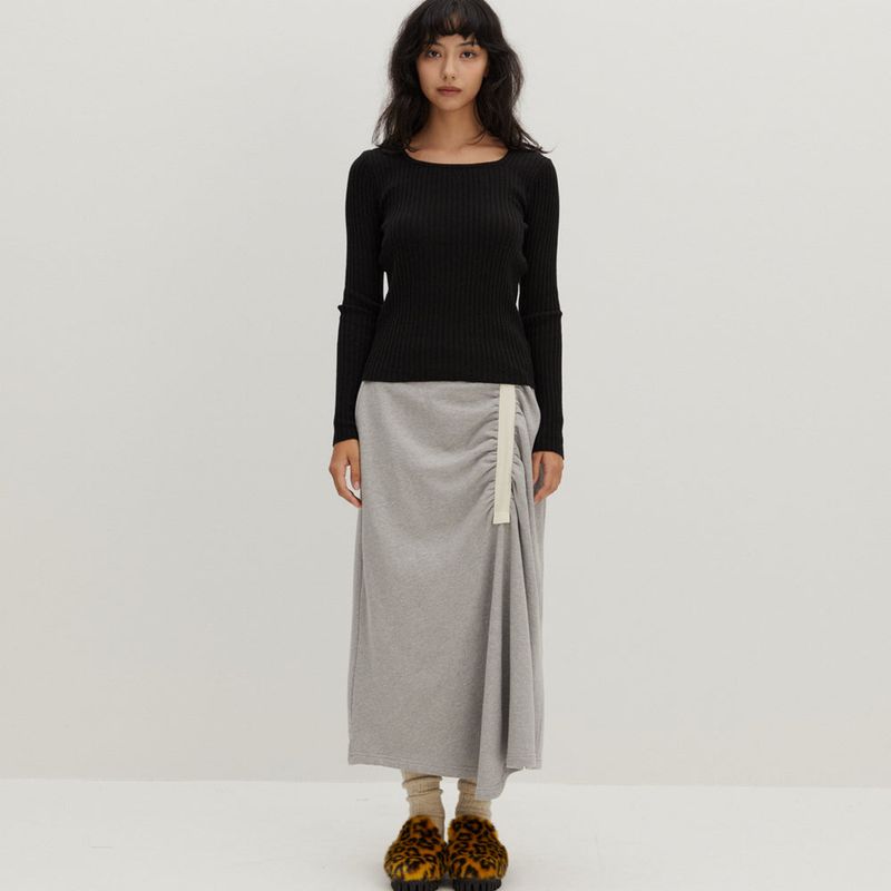 RAVEROUS（レイバロス）の「Shirring Jerjey Skirt Melange Gray（Skirts）」