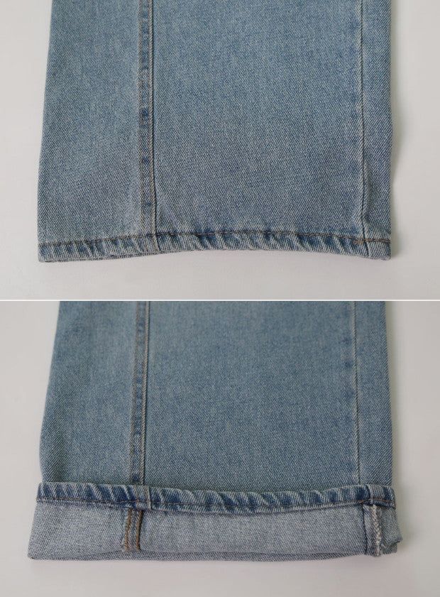 Light Blue Washing Wide Denim Pants