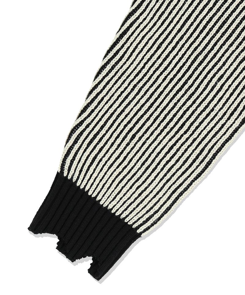 CUTTING CONTRAST HALF ZIP-UP KNIT