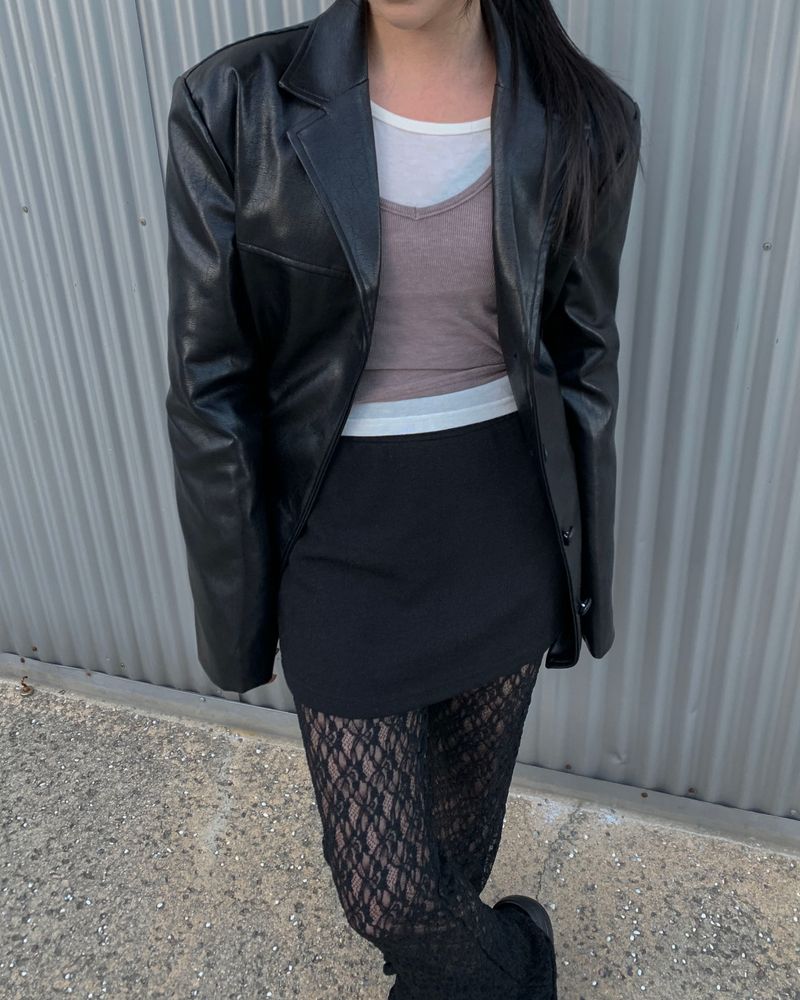 Leather half jacket