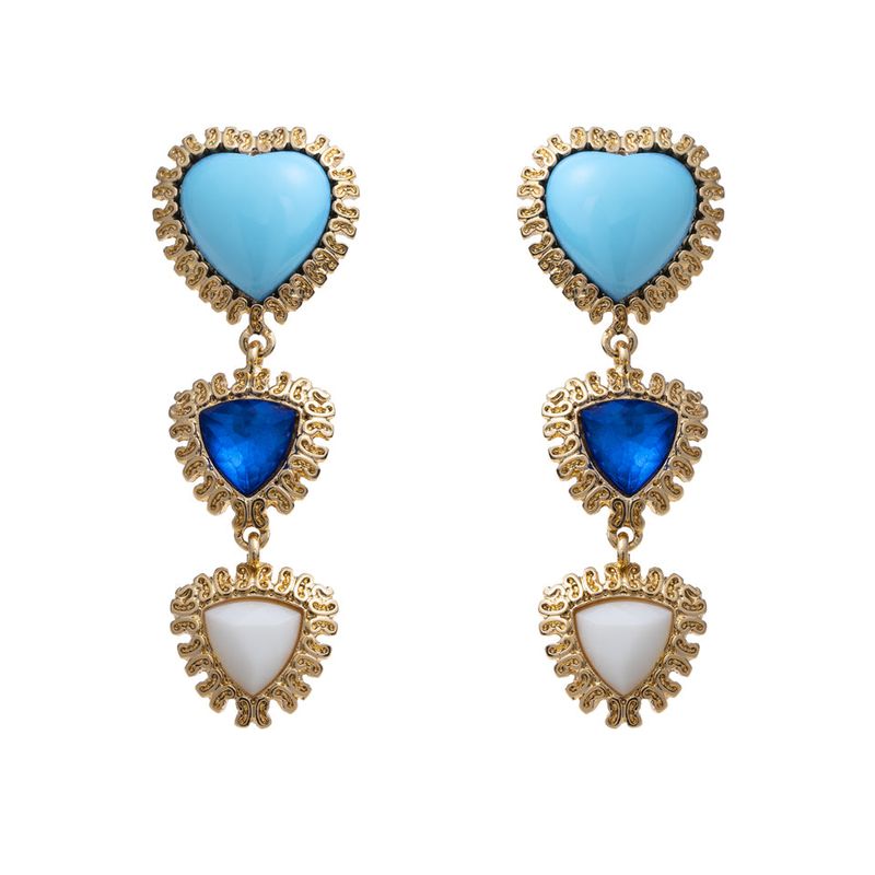 triple heart drop earrings