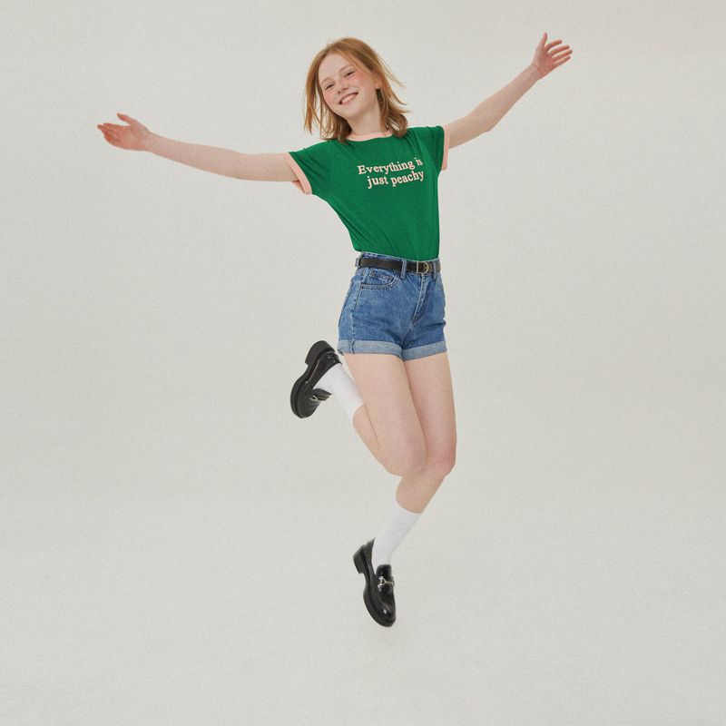 REGULAR FIT TWO TONE PRINT T-SHIRT_GREEN