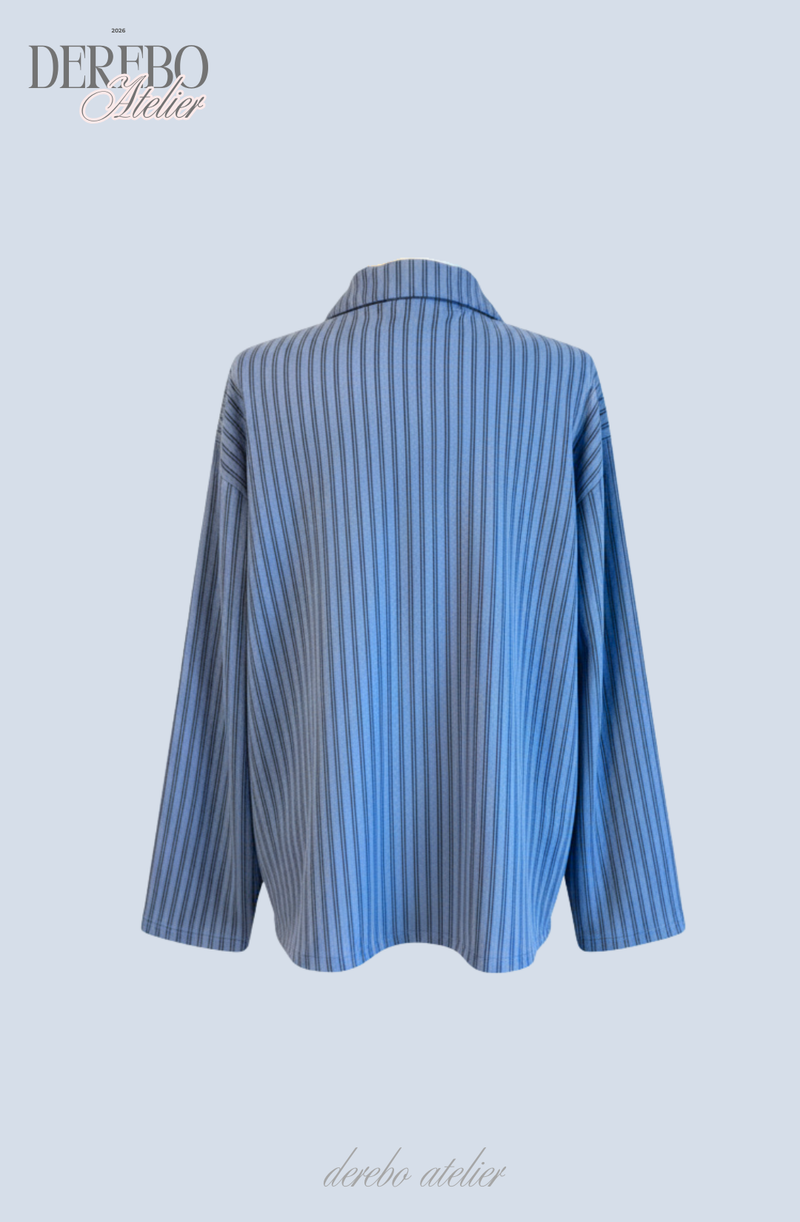 blue stripe fleece pajamas