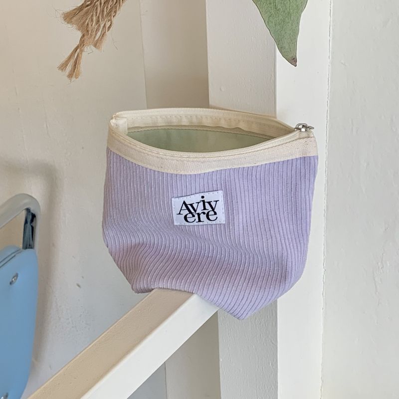 classic pouch_corduroy white purple