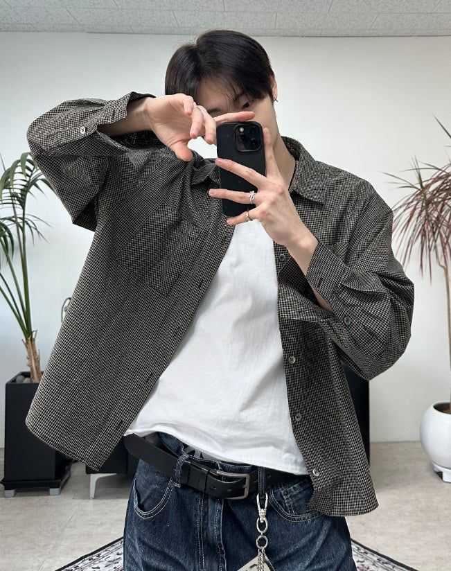 SATIIIZ（サティーズ）の「Fencer Mini Check Crop Shirt（Tops）」