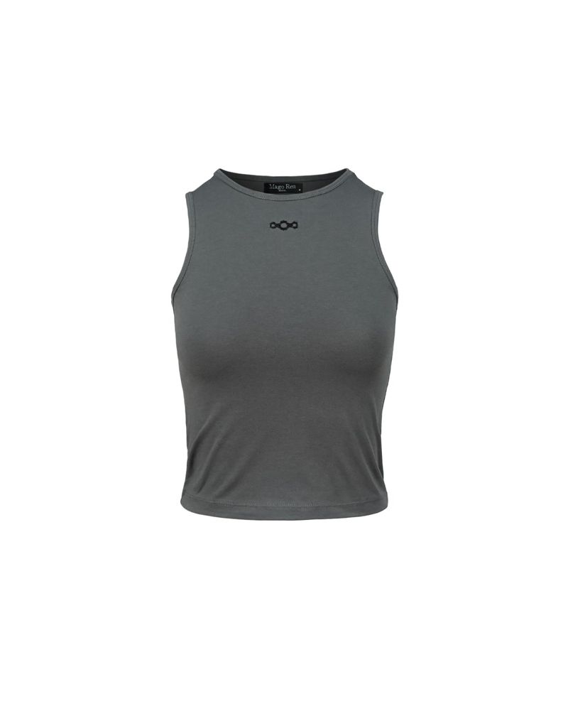 Triclipse Embroidered Sleeveless Khaki Gray