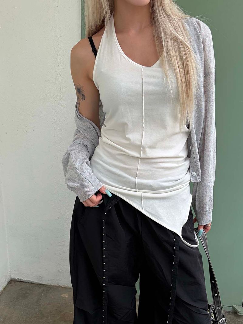 Unbalance string sleeveless(3color)