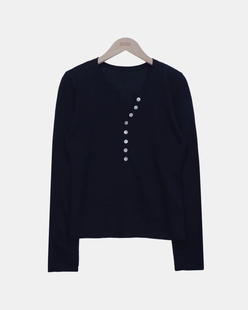Chea Button V-Neck Long-Sleeve Knit